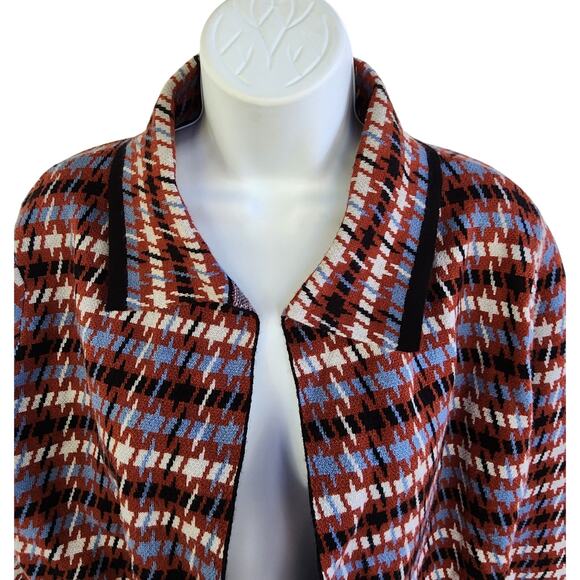 Tahari Houndstooth Open Cardigan Sweater Blazer M Perfect w/ High Waisted Pants - Picture 2 of 16